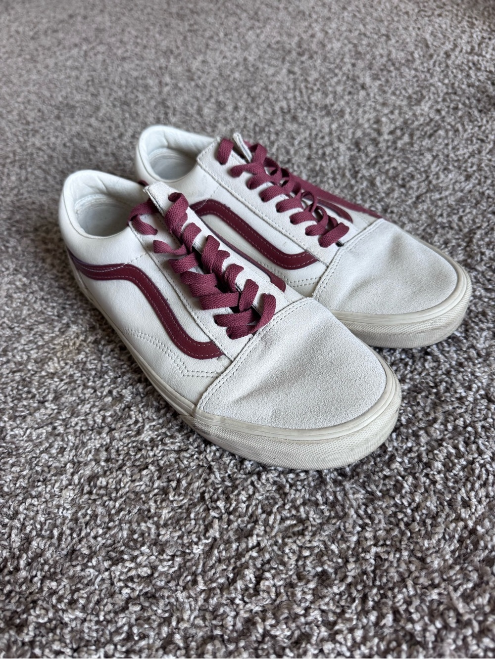 Vans Old Skool Sneakers in White and Burgundy